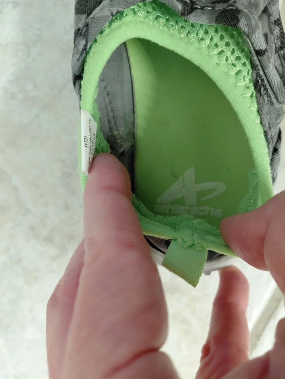 Athietech Kids Slip-On Sneakers in Gray and Lime Green